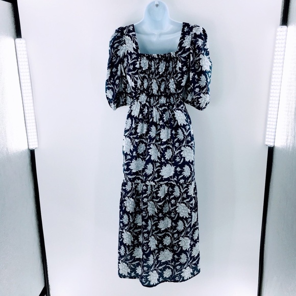 Monsoon and Beyond Estella Midi Dress Blue Rohida Floral Print Handmade Sz S - Picture 10 of 16